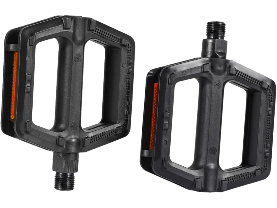 Pedais compactos antiderrapantes para bicicletas elétricas de estrada.