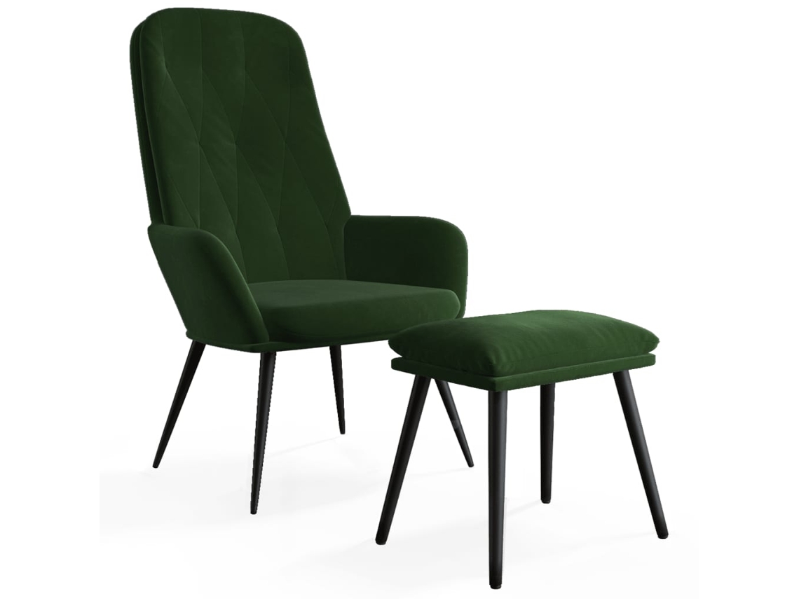 Relaxing Chair With Footstool, Relaxing Chair With Footstools Vidaxl Verde Veludo