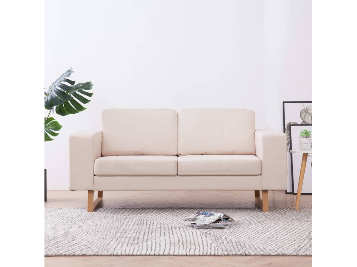 Vidaxl Sofá De 2 Lugares Em Tecido Cor Creme