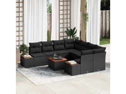 Vidaxl Conjunto De Sofá De Jardim 9 Pcs Preto Rattan Sintético