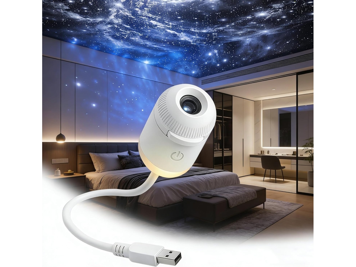 Projetor Galáxia 2 Em 1, Luz Noturna Usb Com 12 Filmes De Projeção