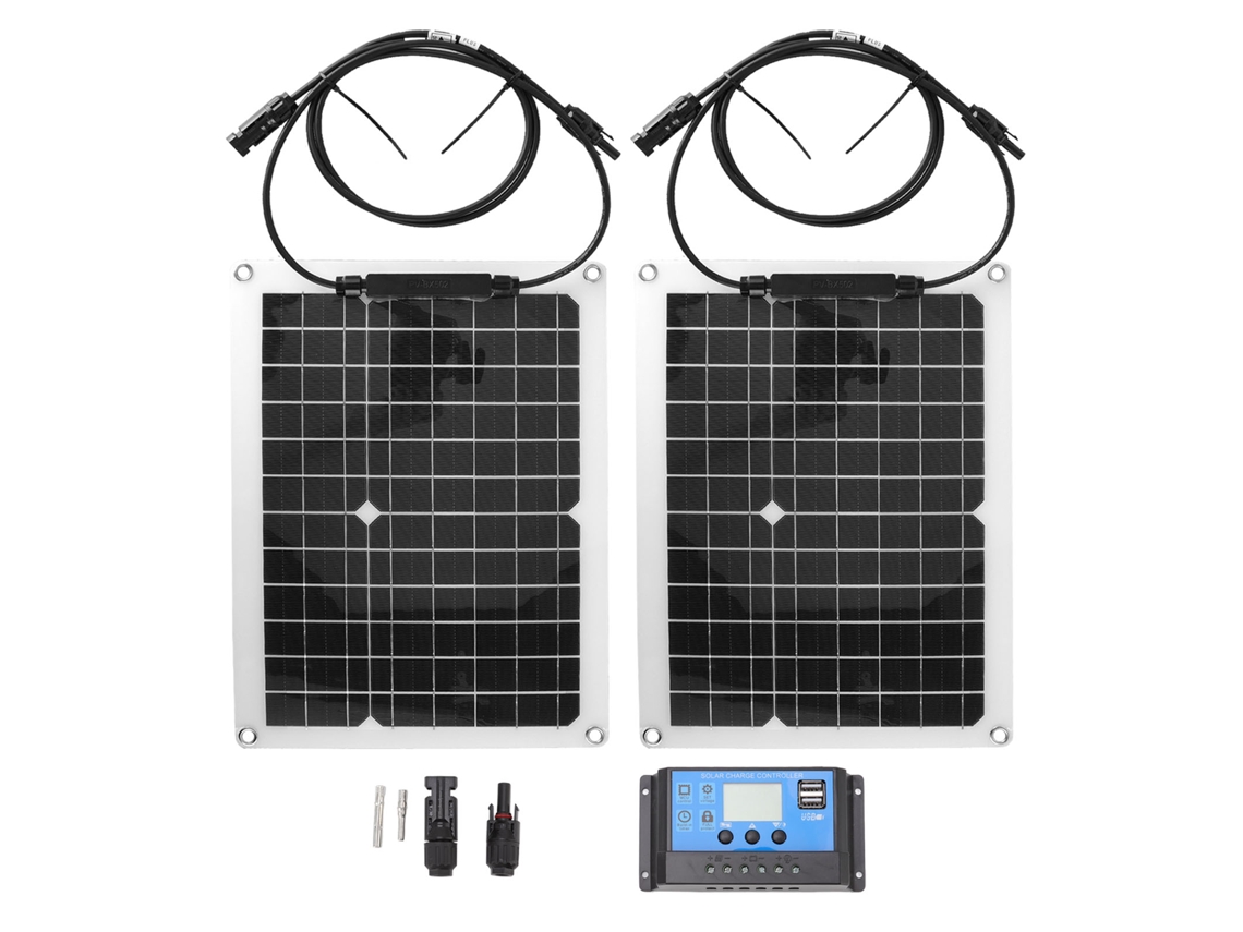 Kit de Painéis Solares 50w Monocristalino com Controlador 10a para Carro Iate Rv S/MARCA