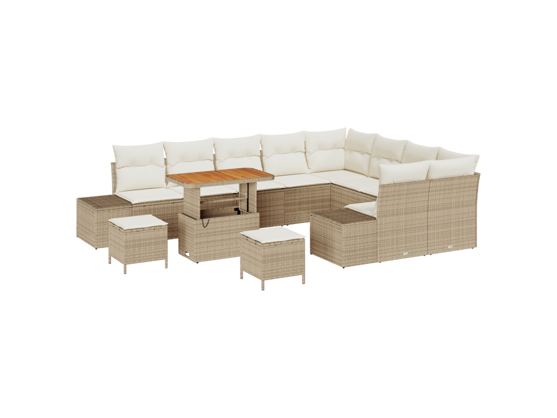 Conjunto 12 Conjunto De Sofá De Jardim Vidaxl Bege Vime Pe (319 X 234 X 85 Cm)
