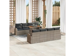 Vidaxl Conjunto De Sofá De Jardim Com Almofada 7 Pcs Cinzeto
