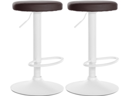 Conjunto de 2 banquetas de bar com design simples, assento sintético marrom e estrutura de metal branco Tdb10678 Dcoshop26