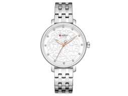 Relógio Feminino Casual de Quartzo, Fino, Resistente à Água, Pulseira de Couro Prateado