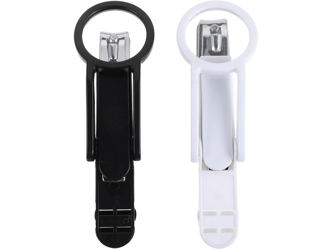 Conjunto de 2 Cortadores de Unhas Cabo Longo com Lente de Aumento 2x para Unhas, Ferramenta