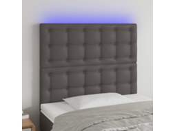 Cabecero con LED 90x5x118/128cm Piel Sintética Gris