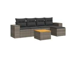 Conjunto de 6 Sofás de Jardim com Almofadões Vime Cinzento MAISON EXCLUSIVE (80x200 cm)