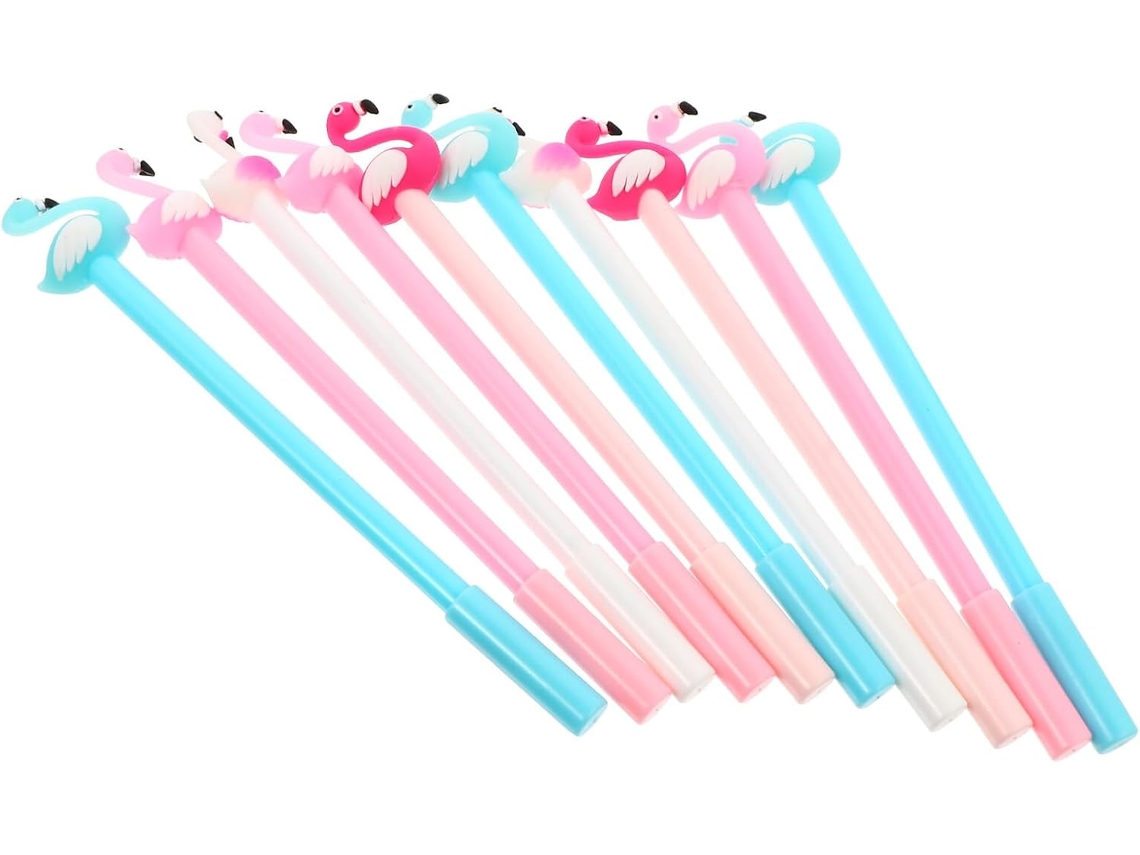 Conjunto De 10 Canetas Gel Em Formato Cisne, 5 Mm, Pretas, Com Corpo