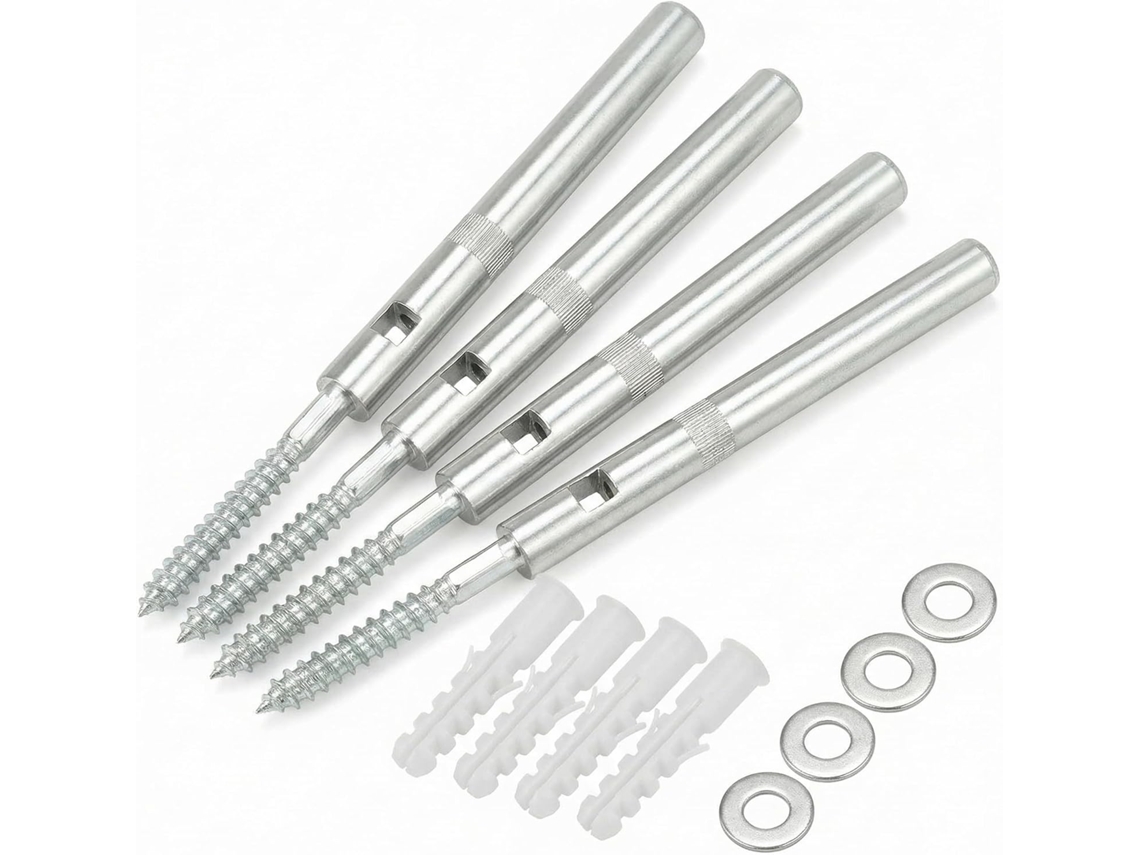 Conjunto de 4 suportes invisíveis para prateleira de parede Ø12x120mm, fixadores de aço para prateleira, incluindo arruelas e buchas - Capacidade