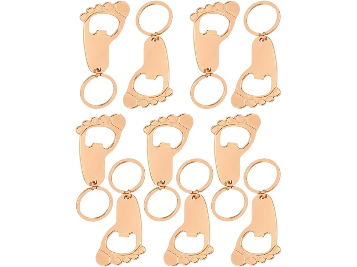 Chaveiros Abridores De Garrafa Em Formato De Pegada De Bebê, Em Metal Elegante, Conjunto Com 10 Unidades.