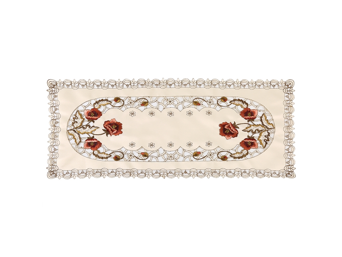 Runner de Mesa Bordado Floral Vermelho LAXISCREED