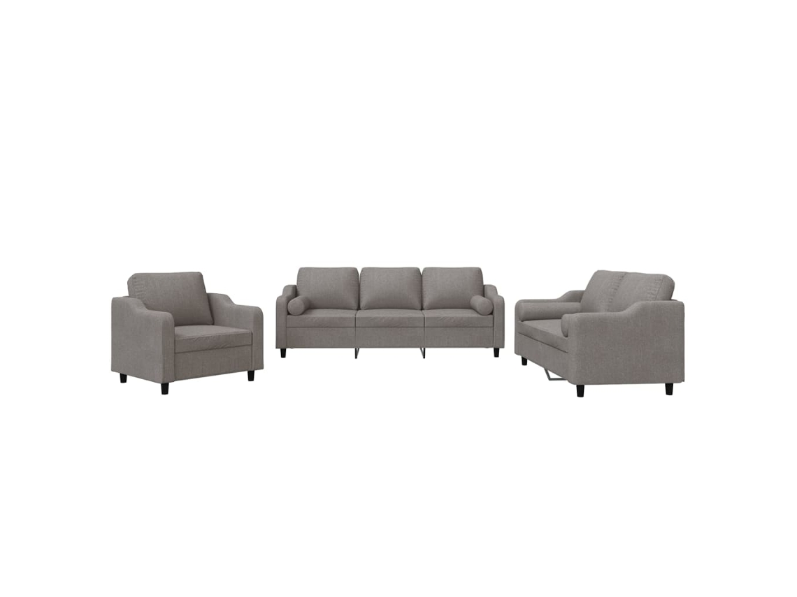 Maison Exclusive - 3 Pcs Conjunto De Sofás Com Almofadas Tecido Cinza-acastanhado
