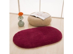 Tapete de Porta Oval Antiaderente Absorvente Macio Carpete Banheiro Cozinha Quarto Vinho 40x60cm