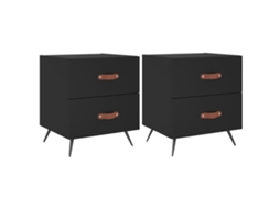 Bedside Cabinet, Bedside Cabinets Vidaxl Preto Madeira Processada (n/a)