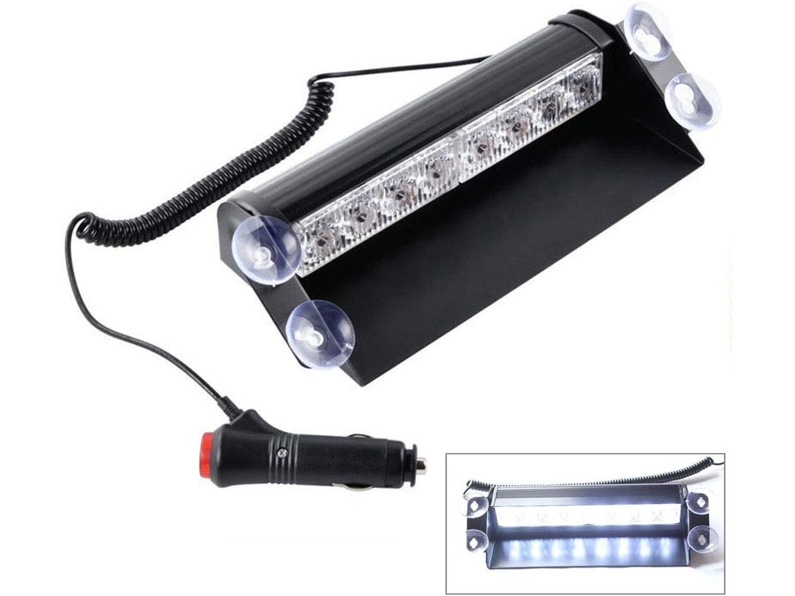 Luz Estroboscópica De Led, 8 Leds, Luzes De Advertência Emergência Com Três Modos Estrobo, Montagem No Para Brisa Ou