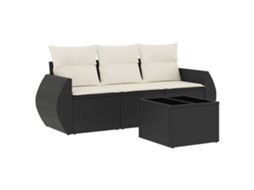 Conjunto de 4 Sofás para Jardim com Almofadões Vime Pe Preto MAISON EXCLUSIVE (4 pcs)