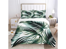 Capa de Edredom Folhas Tropicais Microfibra com Fronha 140x200cm S/MARCA