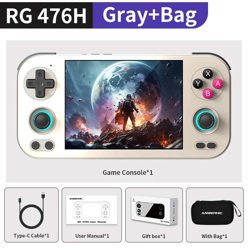Consola de Jogos Rg 476h de 4,7" Hd com Wi fi, 128 Gb Cinzento com Bolsa MDUG (jogos em 4k)