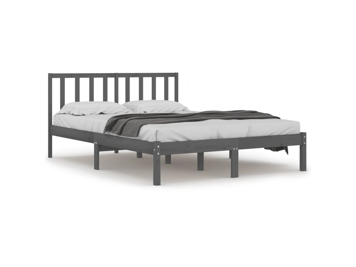 Bed Frame, Bed Frames Vidaxl Cinzeto Madeira De Pinho (200 X 200 Cm)