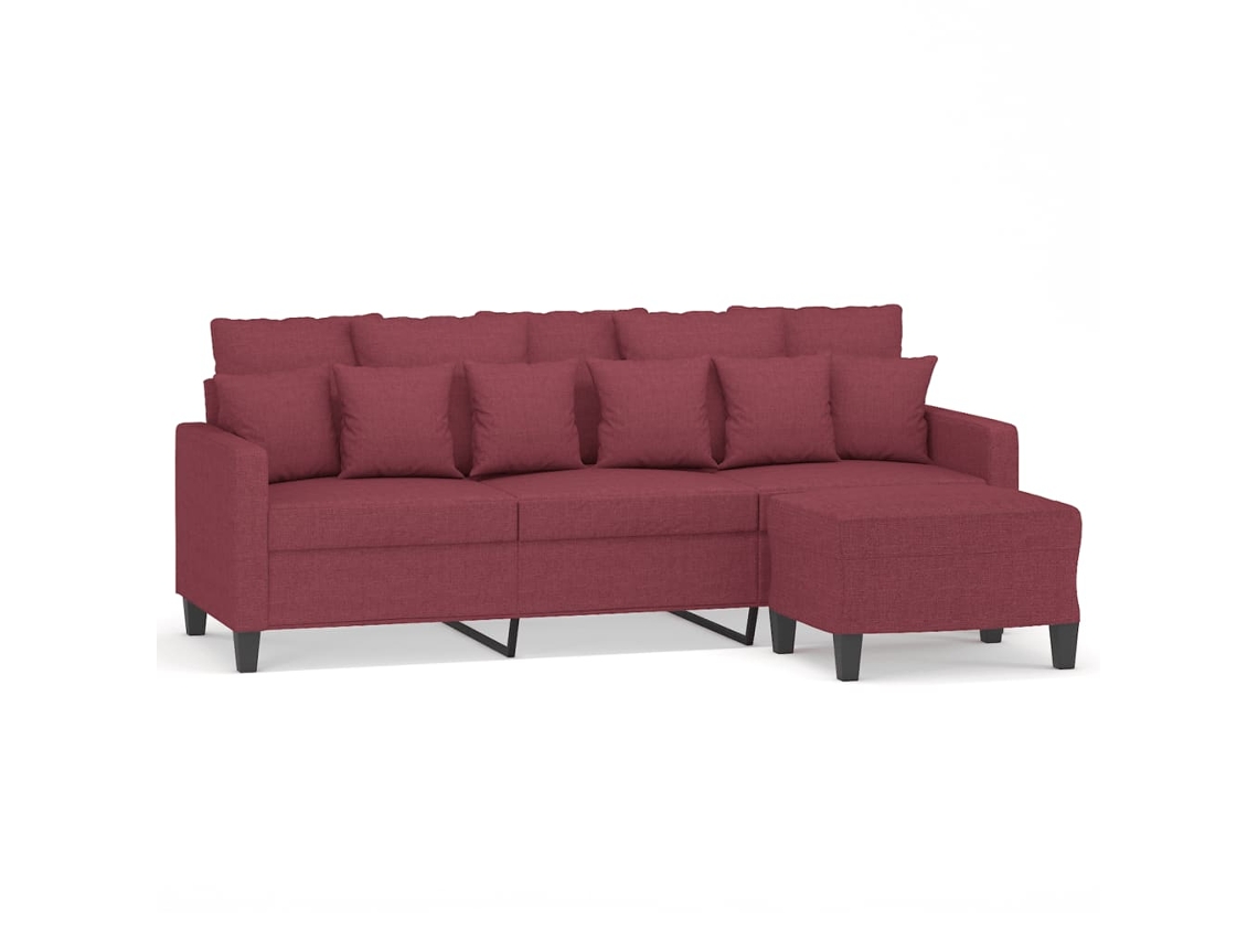 3-seater Sofa With Footstool, 3-seater Sofas With Footstools Vidaxl Vermelho Tecido (n/a)