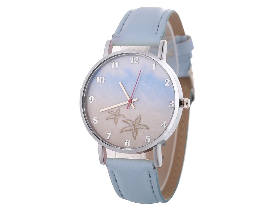 Relógio de quartzo unissex elegante e casual, ideal para presentear casais (azul claro)