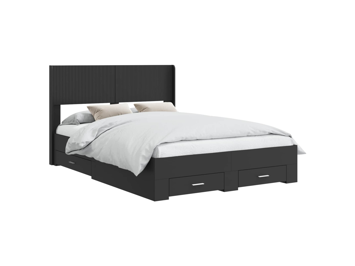 Estrutura de Cama com Armazenamento e Cabeceira Preto MAISON EXCLUSIVE