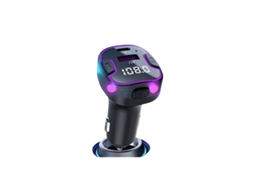 Transmissor Fm YIZHOOD C49 Kit para Carro Bluetooth 5.3 Mãos-Livres Usb / Tipo C Luz Ambiente Led Carregador Universal 3.1A Preto