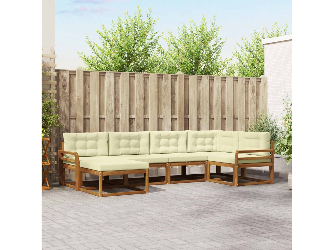 Vidaxl Conjunto De Sofás Para Exterior 6 Unid. Natural E Creme