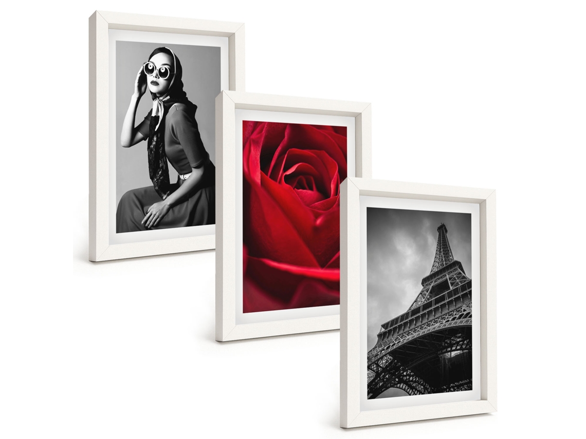 Composição De Quadros Dama Parisiense Com Óculos Eiffel Espelharte (3 Peças 20x30 Cm)