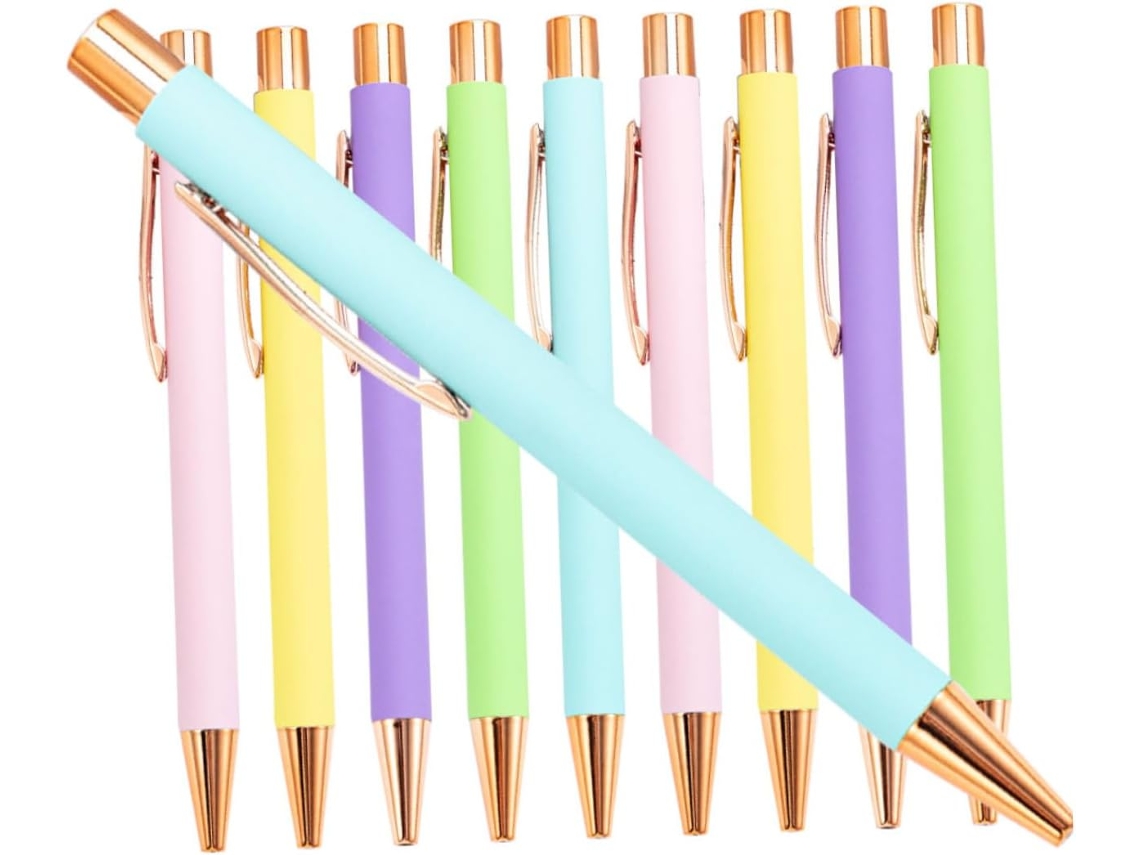 Conjunto De 10 Canetas Metálicas Fofas Para Uso Doméstico, Ergonômicas