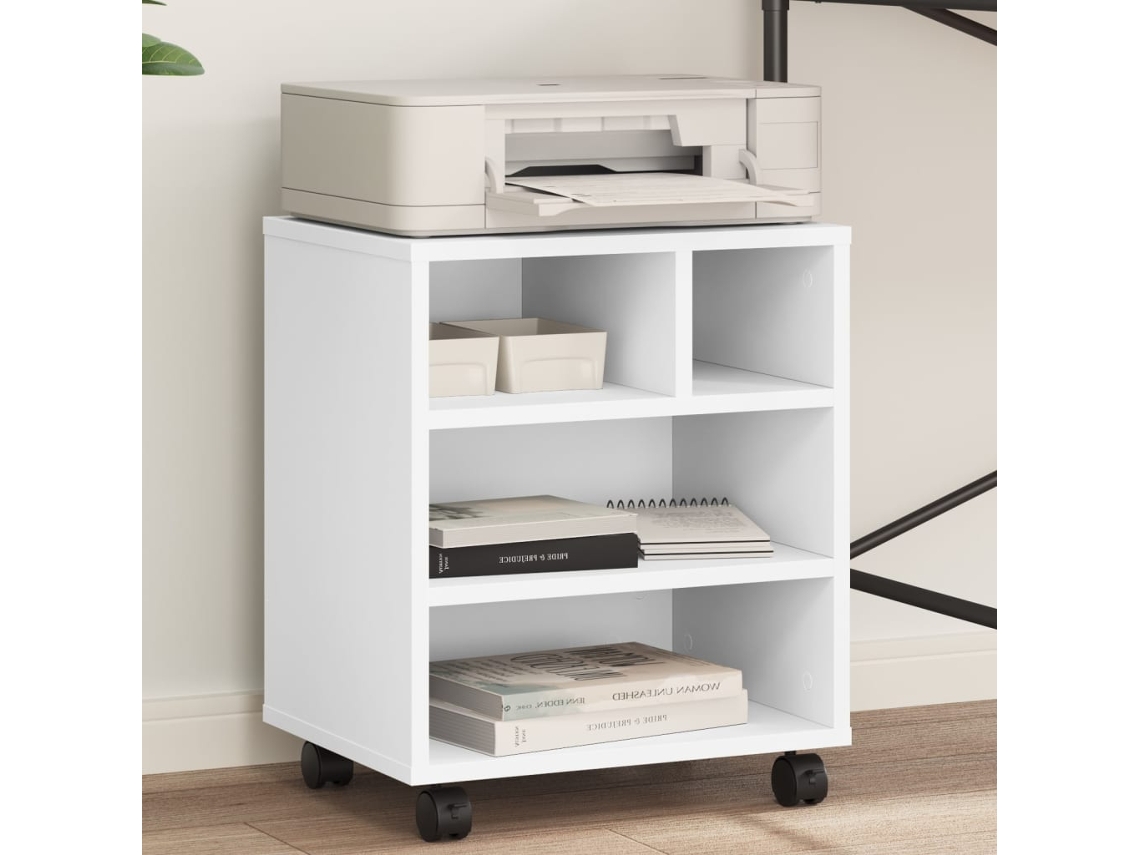Vidaxl Suporte Para Impressora Com Rodas 41x32x48 Cm Branco