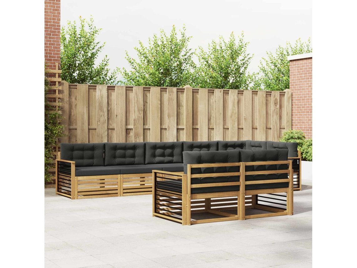 Vidaxl Conjunto De Sofás Para Exterior 8 Unid. Branco E Antracite