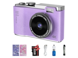 Mini Câmera Digital Compacta Da Câmera 4k Hd Tela 32g De 24 Polegadas Roxa Veanxin