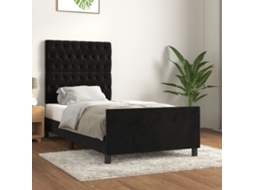 Vidaxl Estrutura De Cama C/ Cabeceira 90x190 Cm Veludo Preto