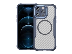 Capa Transparente Para Iphone 12 Pro Max - Textura De Fibra De Carbono - Magsafe