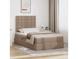 Vidaxl Cama Com Armazenamento Cappuccino 120 X 200 Cm Couro Sintético
