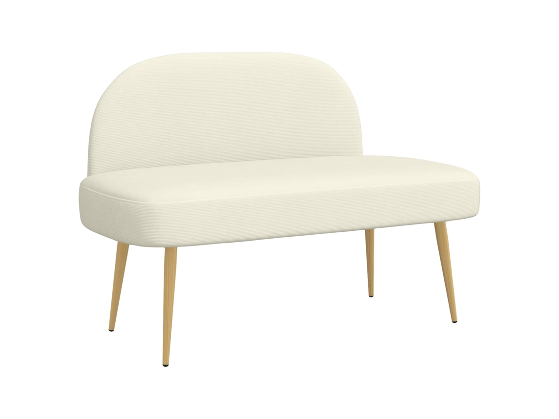 Vidaxl Banco Estofado Com Encosto Creme 110 X 60 X 76 Cm
