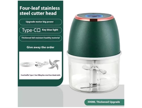 Mini Espremedor De Alho Elétrico Processador De Alimentos Picador Sem Fio Potente Recarregável Por Usb 350ml Verde Veanxin Vaenxin