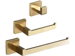 Porta papel higiênico para banheiro, aço inox, 1 unidade, dourado escovado | AQUAFORGE