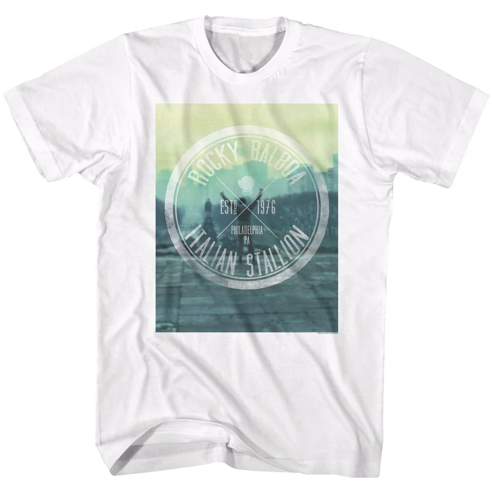 Unisex Adult T-shirt Rockinstone Rocky Movie Hipster Logo White Sizexxxl