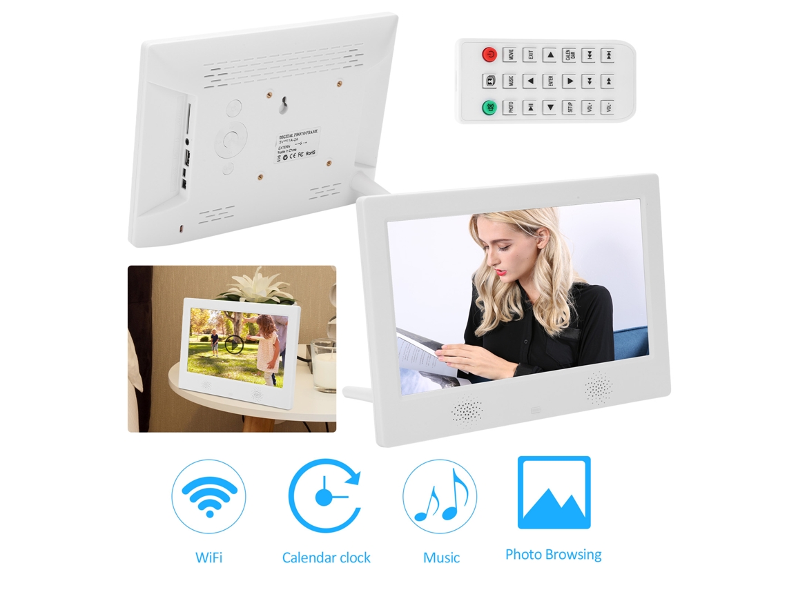 Lurelia Moldura Digital 10 Polegadas Led 1024x600 Cartão 16gb Telecomando Relógio Despertador Calendário