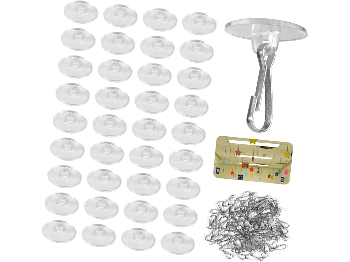 Kit De 50 Ganchos Adesivos Transparentes E Práticos Para Teto, Que Não Danificam A Parede E São Removíveis, Ideais Para