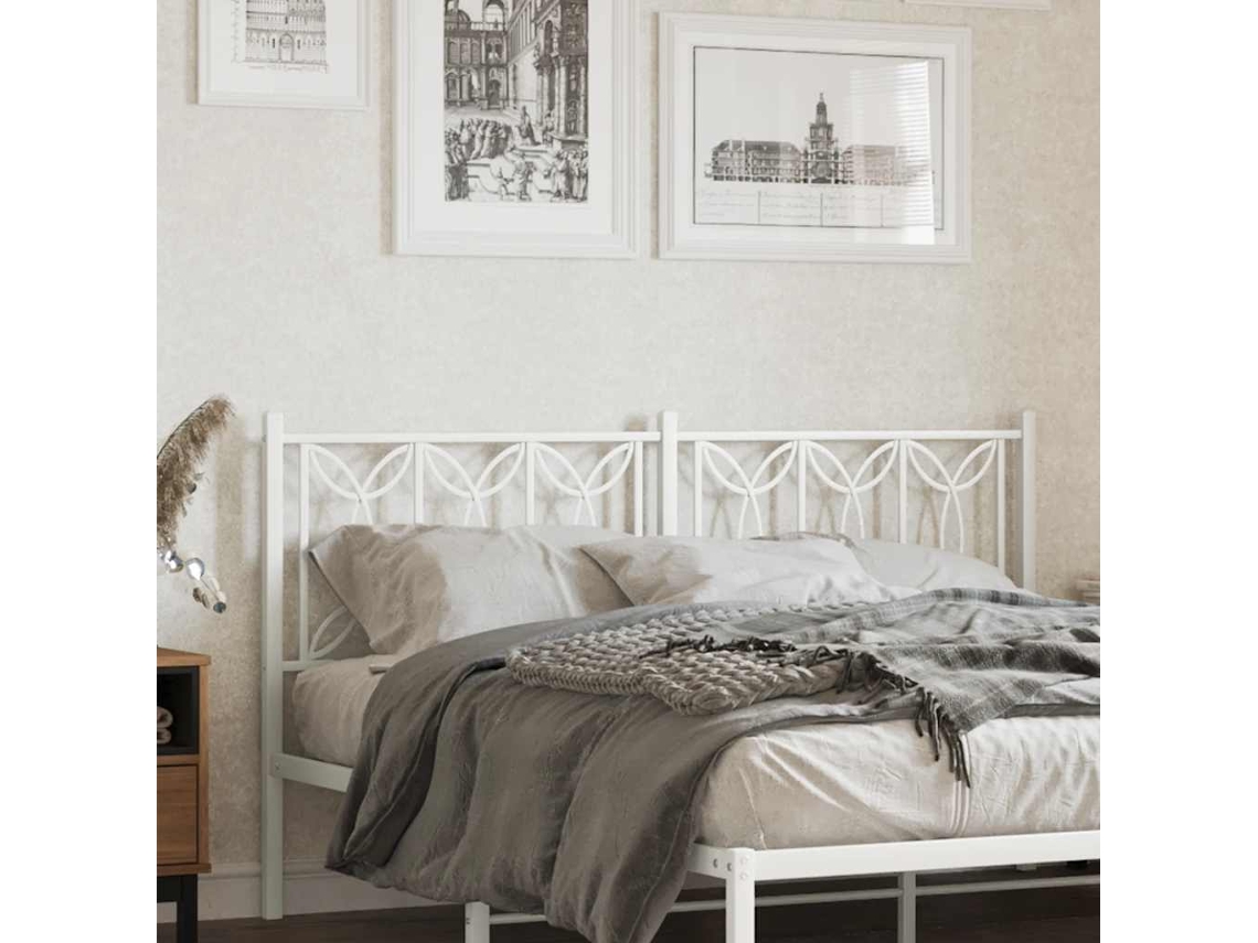 Vidaxl Cabeceira De Substituição 160 Cm Metal Branco