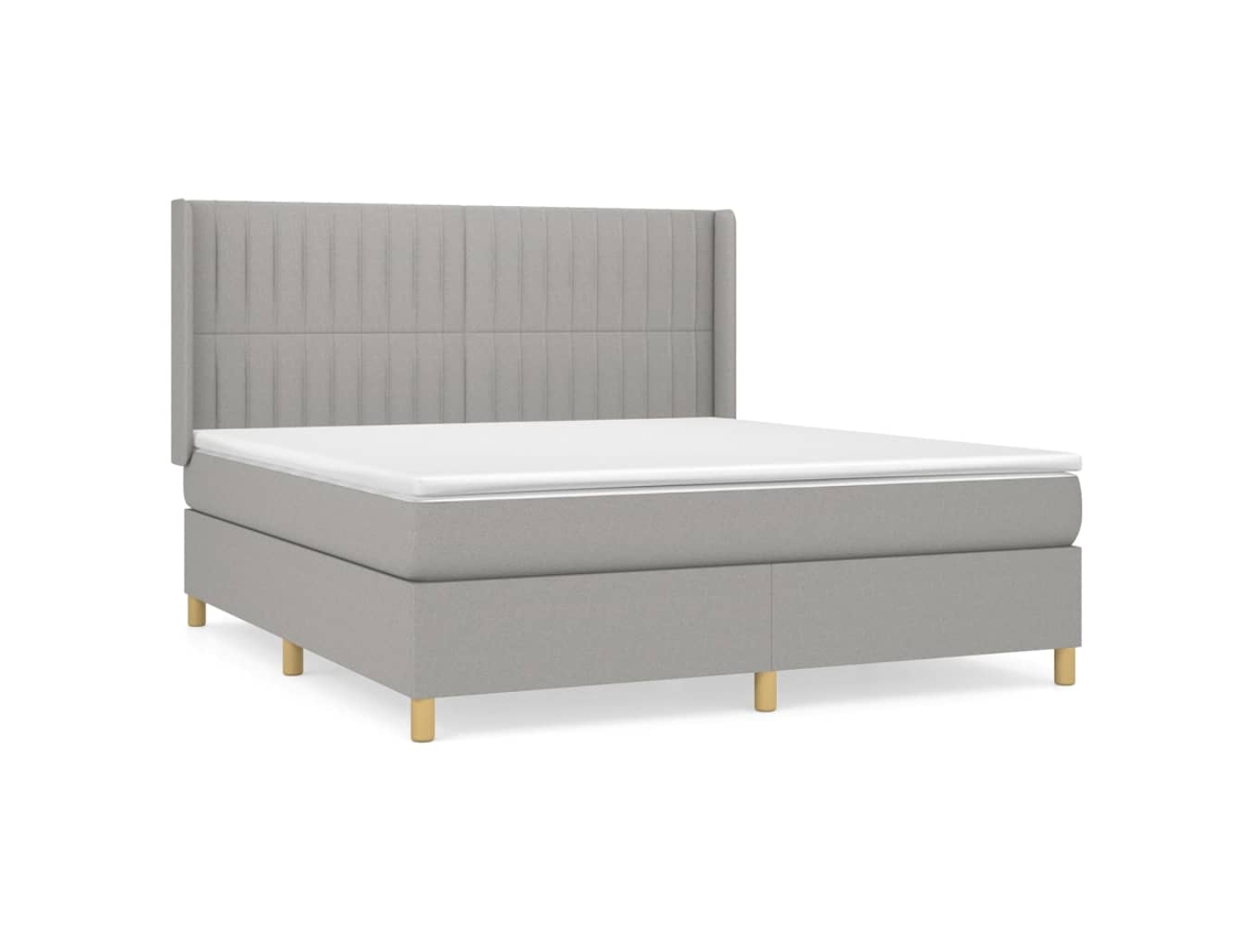 Cama com Molas/Colchão 160x200 Cm em Tecido Cinzento Claro MAISON EXCLUSIVE