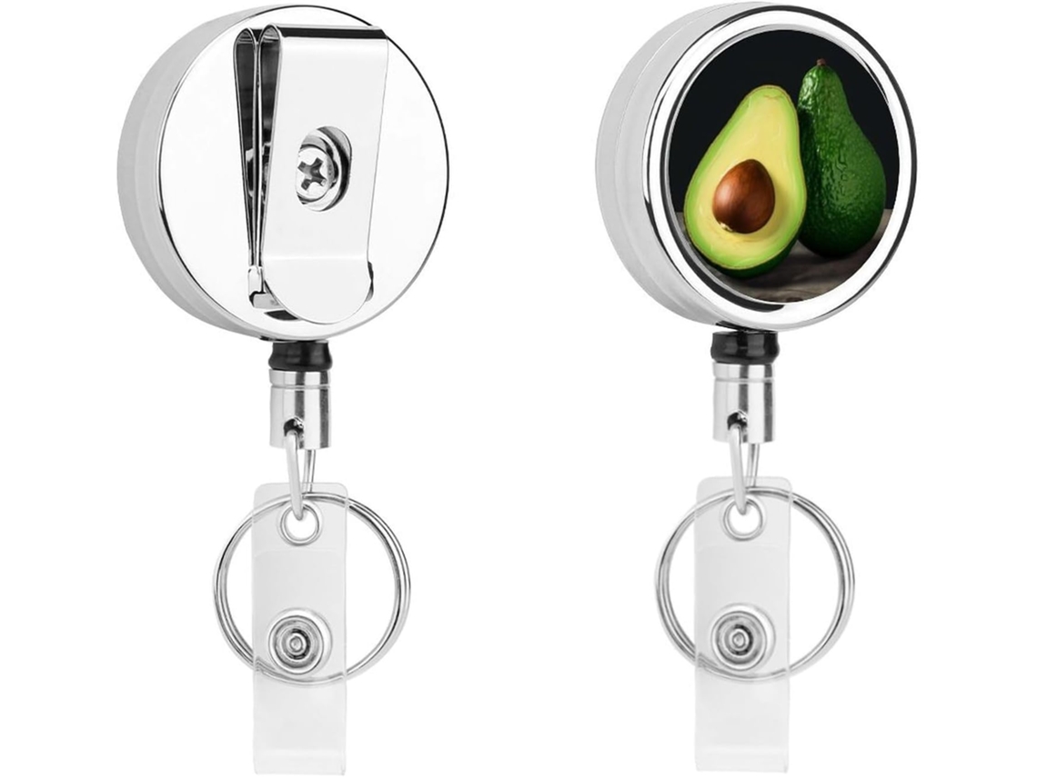 Porta Retrátil Crachá Com Clipe de Identificação em Formato Médio Fruta, Porta Retrátil Crachá, Crachá Chaveiro