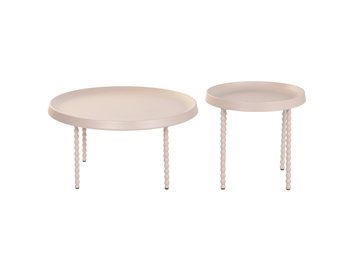 Conjunto de 2 Mesas Laterais de metal com bolas cor creme, 75x75x40cm ALEXANDRA HOUSE LIVING