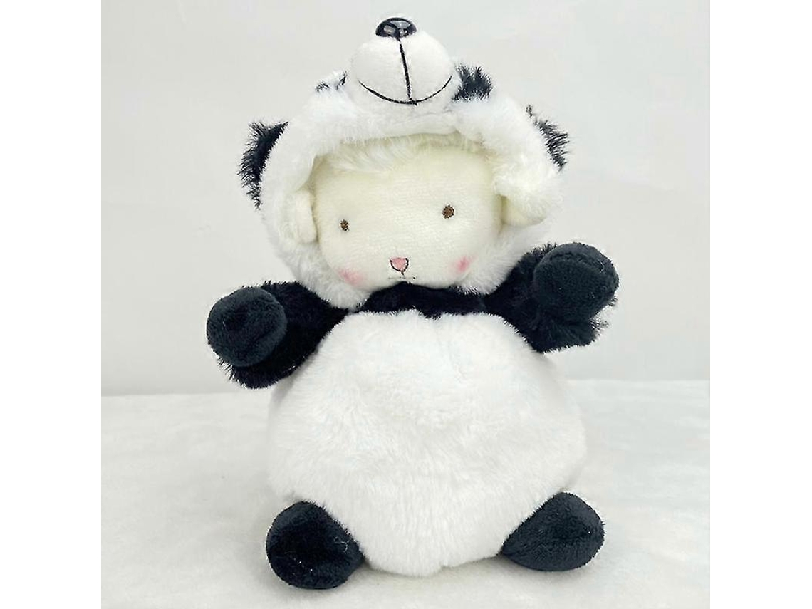 Pelúcia De Cordeiro Com Traje De Panda, Macia, Preta E Branca, 8 Polegadas