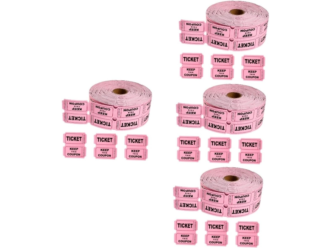 4 Rolos De Bilhetes Numerados Para Rifa, Cesta De Caridade, Porta-bilhetes, Jogo De Carnaval